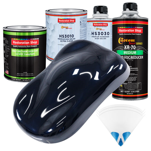 Nightwatch Blue Metallic - LOW VOC Urethane Basecoat with Premium Clearcoat Auto Paint - Complete Medium Quart Paint Kit - Pro Automotive Coating