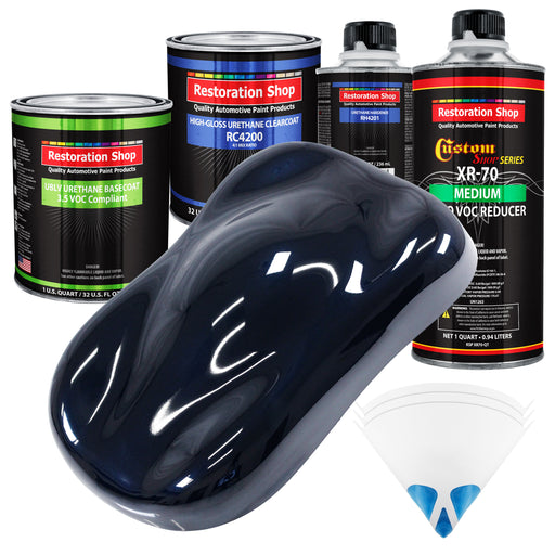 Nightwatch Blue Metallic - LOW VOC Urethane Basecoat with Clearcoat Auto Paint (Complete Medium Quart Paint Kit) Professional Gloss Automotive Coating