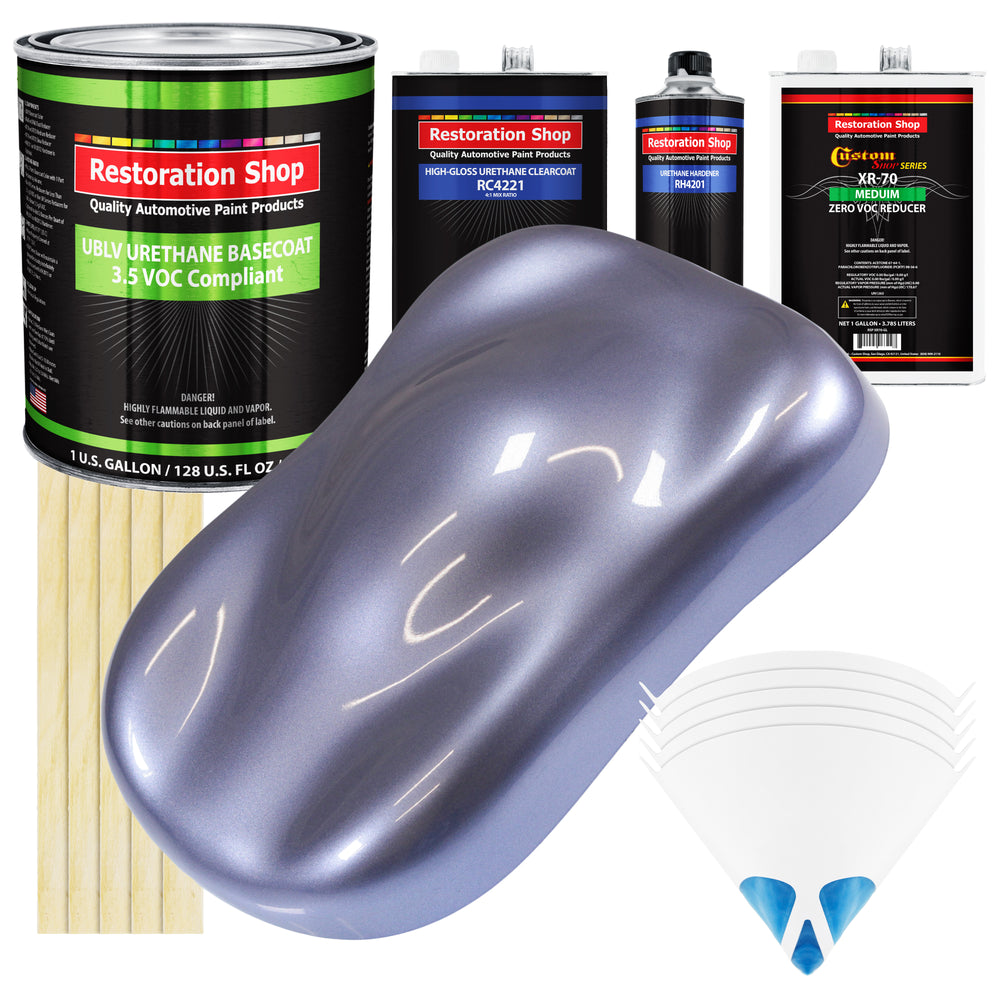 Astro Blue Metallic - LOW VOC Urethane Basecoat with Clearcoat Auto Paint - Complete Medium Gallon Paint Kit - Professional Gloss Automotive Coating