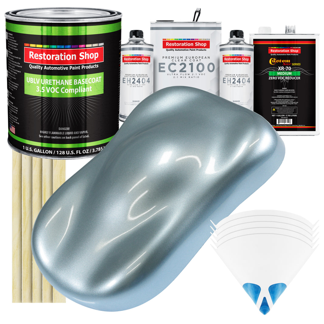 Ice Blue Metallic - LOW VOC Urethane Basecoat with European Clearcoat Auto Paint - Complete Gallon Paint Color Kit - Automotive Coating