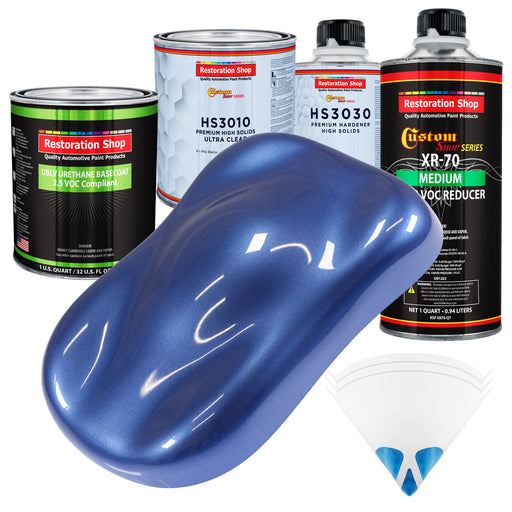 Cosmic Blue Metallic - LOW VOC Urethane Basecoat with Premium Clearcoat Auto Paint - Complete Medium Quart Paint Kit - Professional Automotive Coating