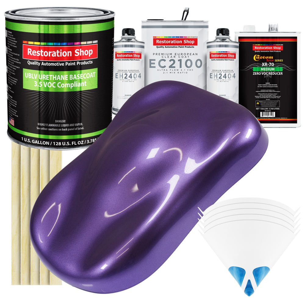 Plum Crazy Metallic - LOW VOC Urethane Basecoat with European Clearcoat Auto Paint - Complete Gallon Paint Color Kit - Automotive Coating