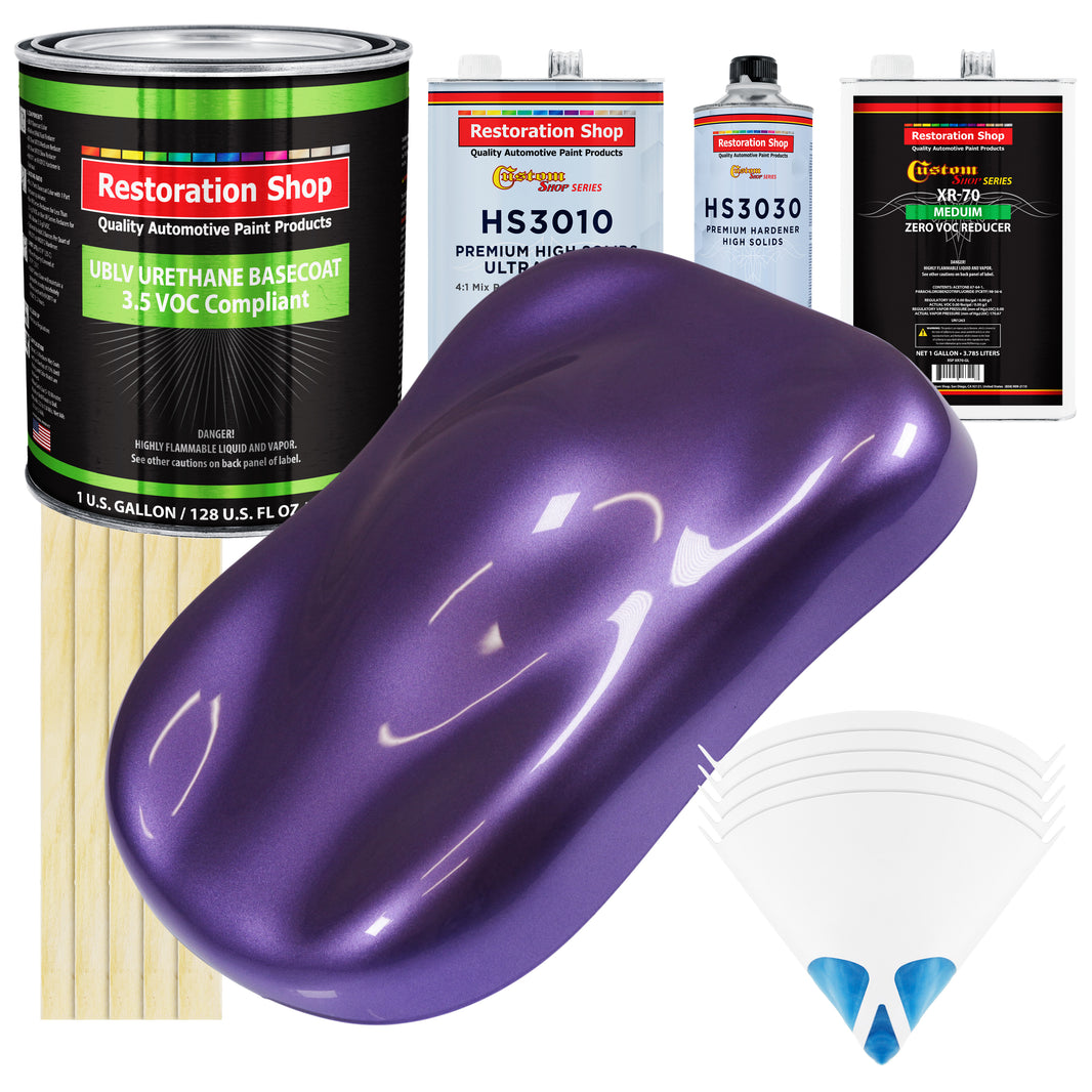 Plum Crazy Metallic - LOW VOC Urethane Basecoat with Premium Clearcoat Auto Paint - Complete Medium Gallon Paint Kit - Professional Automotive Coating