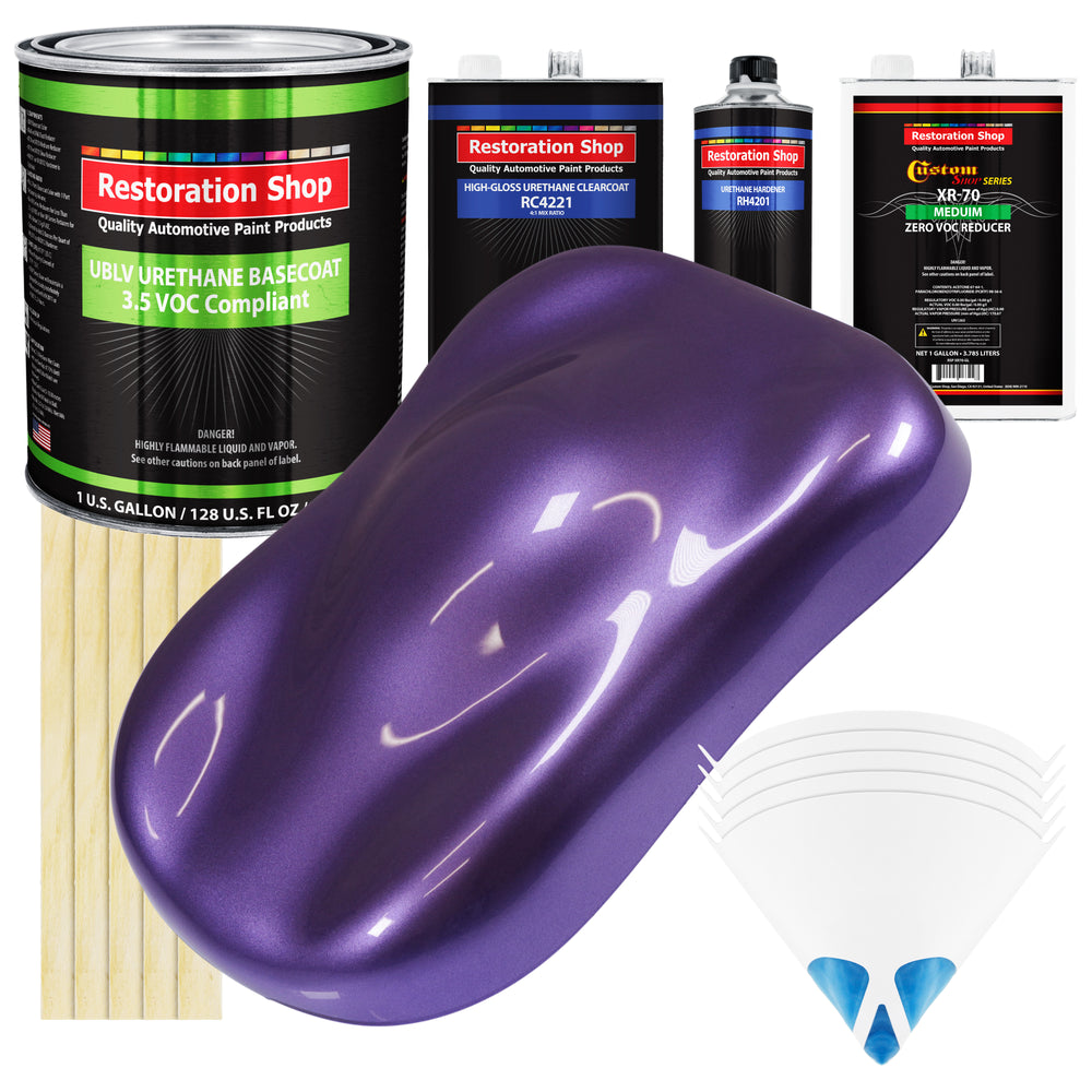 Plum Crazy Metallic - LOW VOC Urethane Basecoat with Clearcoat Auto Paint - Complete Medium Gallon Paint Kit - Professional Gloss Automotive Coating