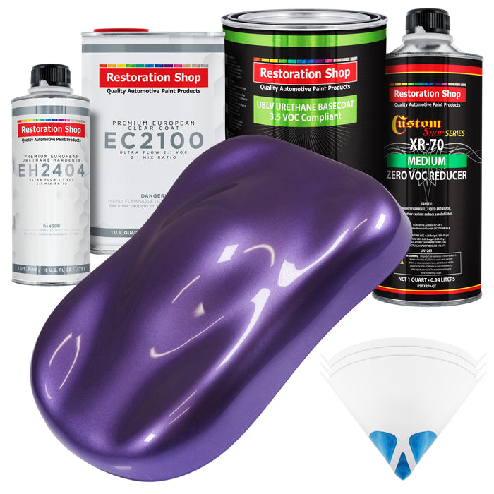 Plum Crazy Metallic - LOW VOC Urethane Basecoat with European Clearcoat Auto Paint - Complete Quart Paint Color Kit - Automotive Coating