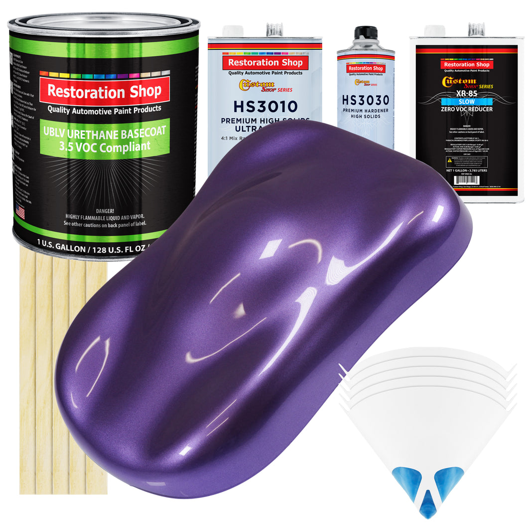 Plum Crazy Metallic - LOW VOC Urethane Basecoat with Premium Clearcoat Auto Paint - Complete Slow Gallon Paint Kit - Professional Automotive Coating