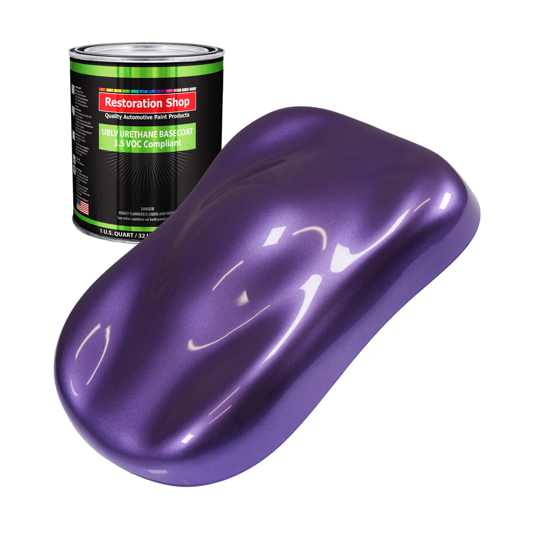 Plum Crazy Metallic - LOW VOC Urethane Basecoat Auto Paint - Quart Paint Color Only - Professional High Gloss Automotive Coating