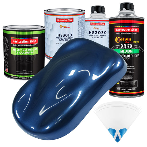 Sapphire Blue Metallic - LOW VOC Urethane Basecoat with Premium Clearcoat Auto Paint (Complete Medium Quart Paint Kit) Professional Automotive Coating
