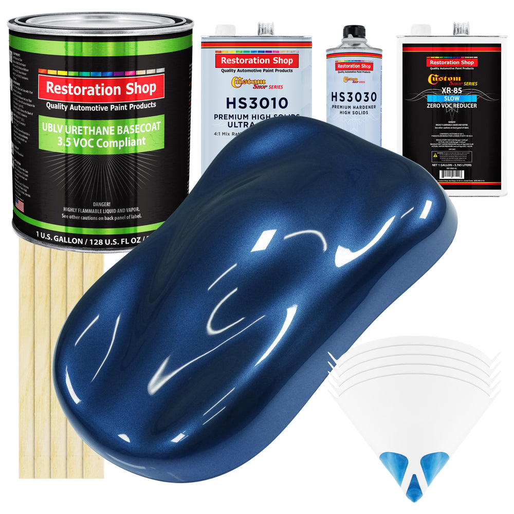 Sapphire Blue Metallic - LOW VOC Urethane Basecoat with Premium Clearcoat Auto Paint (Complete Slow Gallon Paint Kit) Professional Automotive Coating