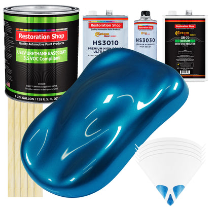 Cruise Night Blue Metallic - LOW VOC Urethane Basecoat with Premium Clearcoat Auto Paint - Complete Medium Gallon Paint Kit - Pro Automotive Coating
