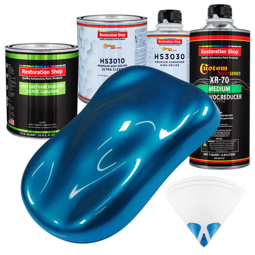 Cruise Night Blue Metallic - LOW VOC Urethane Basecoat with Premium Clearcoat Auto Paint - Complete Medium Quart Paint Kit - Pro Automotive Coating