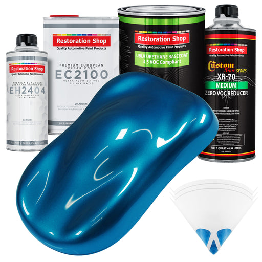 Cruize Night Blue Metallic - LOW VOC Urethane Basecoat with European Clearcoat Auto Paint - Complete Quart Paint Color Kit - Automotive Coating