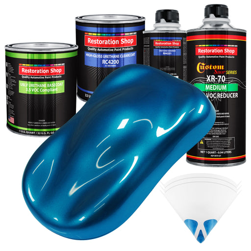 Cruise Night Blue Metallic - LOW VOC Urethane Basecoat with Clearcoat Auto Paint - Complete Medium Quart Paint Kit - Professional Automotive Coating