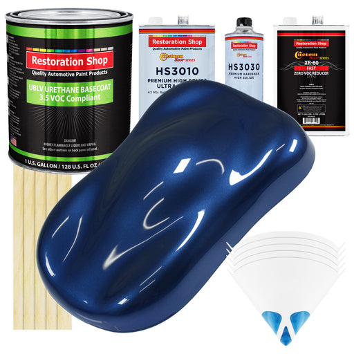 Daytona Blue Metallic - LOW VOC Urethane Basecoat with Premium Clearcoat Auto Paint - Complete Fast Gallon Paint Kit - Professional Automotive Coating
