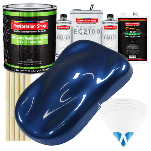 Daytona Blue Metallic - LOW VOC Urethane Basecoat with European Clearcoat Auto Paint - Complete Gallon Paint Color Kit - Automotive Coating