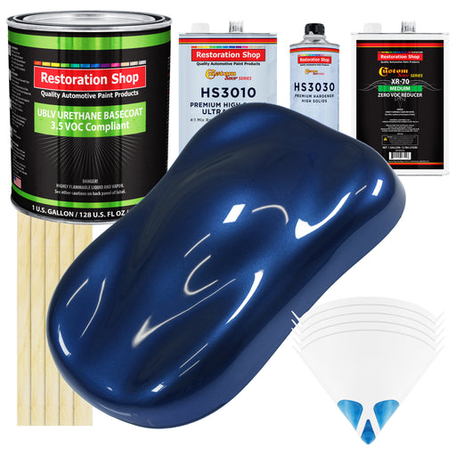 Daytona Blue Metallic - LOW VOC Urethane Basecoat with Premium Clearcoat Auto Paint (Complete Medium Gallon Paint Kit) Professional Automotive Coating