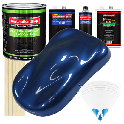 Daytona Blue Metallic - LOW VOC Urethane Basecoat with Clearcoat Auto Paint - Complete Medium Gallon Paint Kit - Professional Gloss Automotive Coating