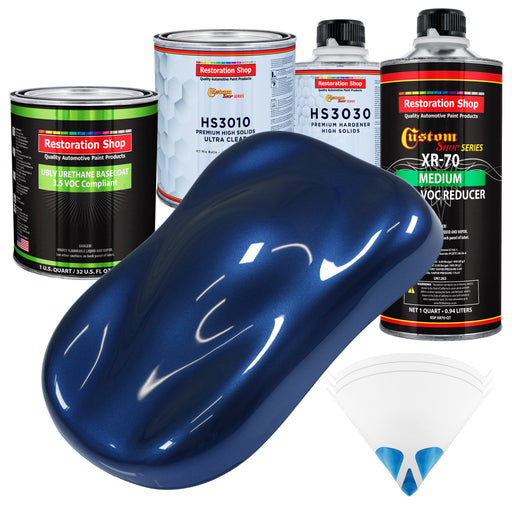 Daytona Blue Metallic - LOW VOC Urethane Basecoat with Premium Clearcoat Auto Paint (Complete Medium Quart Paint Kit) Professional Automotive Coating