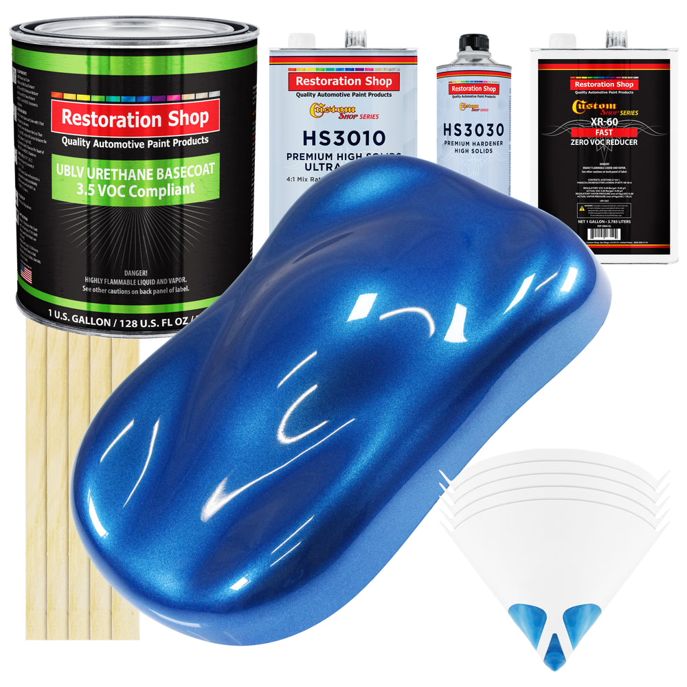 Burn Out Blue Metallic - LOW VOC Urethane Basecoat with Premium Clearcoat Auto Paint (Complete Fast Gallon Paint Kit) Professional Automotive Coating