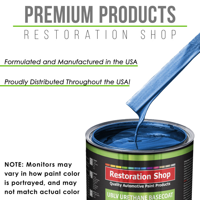 Burn Out Blue Metallic - LOW VOC Urethane Basecoat with Clearcoat Auto Paint (Complete Medium Gallon Paint Kit) Professional Gloss Automotive Coating