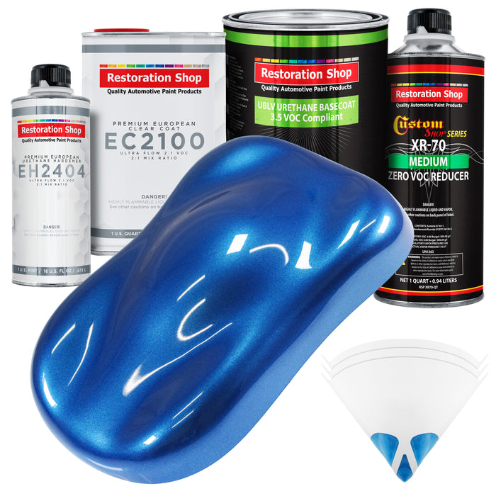 Burn Out Blue Metallic - LOW VOC Urethane Basecoat with European Clearcoat Auto Paint - Complete Quart Paint Color Kit - Automotive Coating