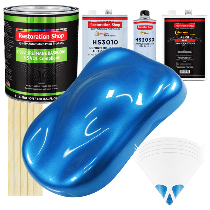 Fiji Blue Metallic - LOW VOC Urethane Basecoat with Premium Clearcoat Auto Paint - Complete Fast Gallon Paint Kit - Professional Automotive Coating