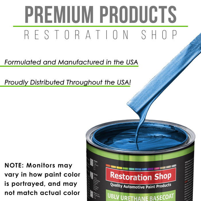 Fiji Blue Metallic - LOW VOC Urethane Basecoat with Clearcoat Auto Paint - Complete Slow Gallon Paint Kit - Professional High Gloss Automotive Coating