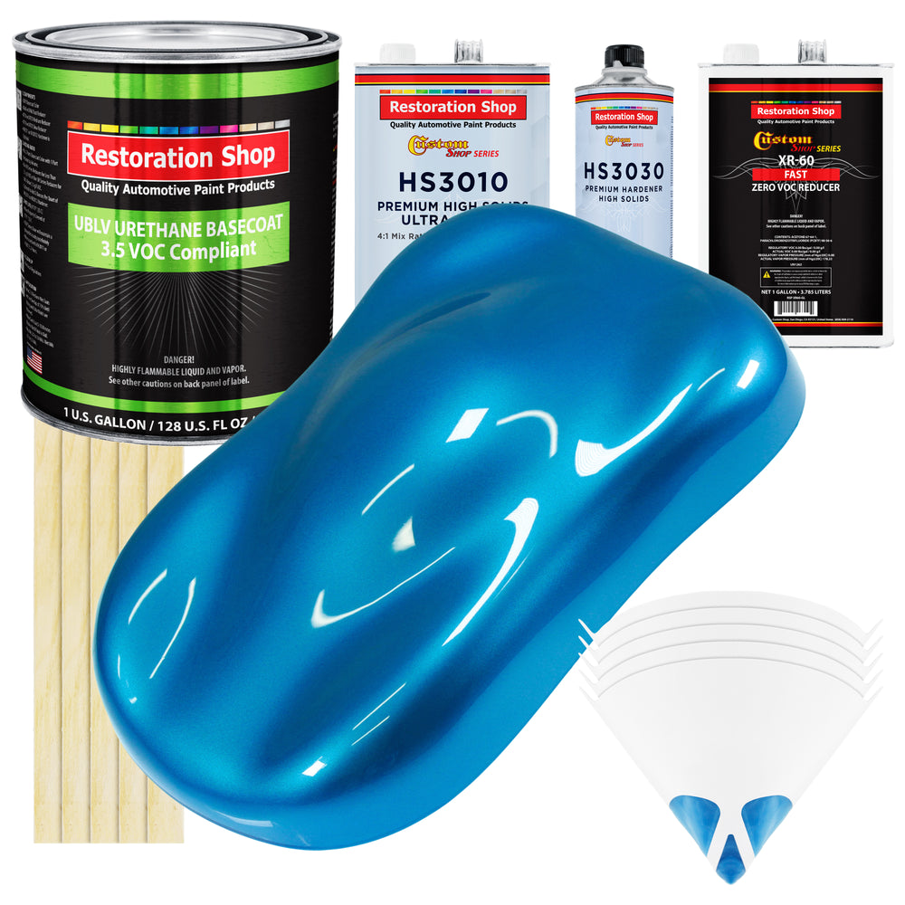 Intense Blue Metallic - LOW VOC Urethane Basecoat with Premium Clearcoat Auto Paint - Complete Fast Gallon Paint Kit - Professional Automotive Coating