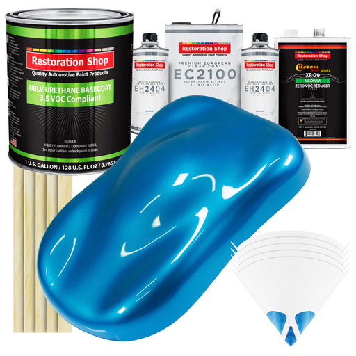 Intense Blue Metallic - LOW VOC Urethane Basecoat with European Clearcoat Auto Paint - Complete Gallon Paint Color Kit - Automotive Coating