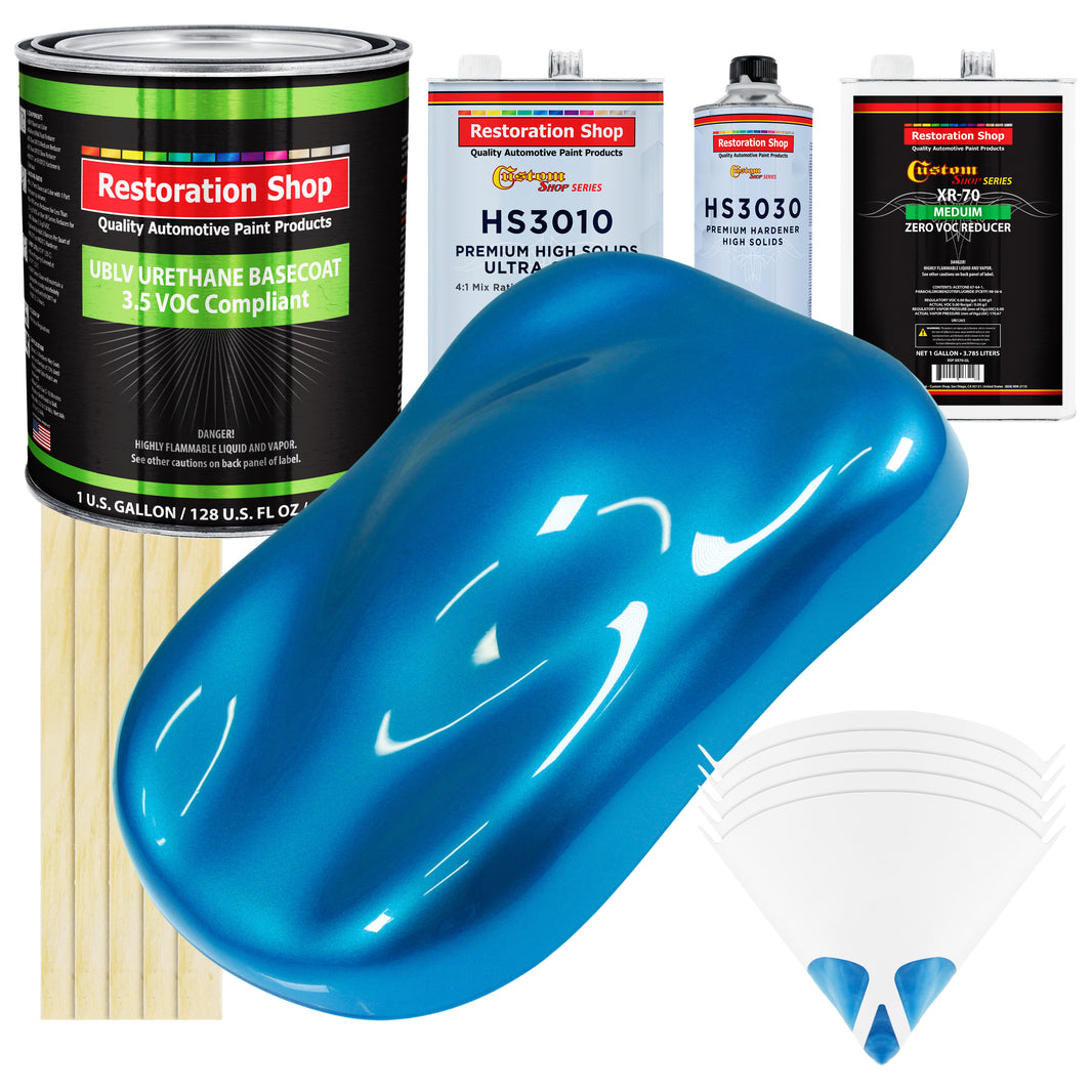 Intense Blue Metallic - LOW VOC Urethane Basecoat with Premium Clearcoat Auto Paint (Complete Medium Gallon Paint Kit) Professional Automotive Coating