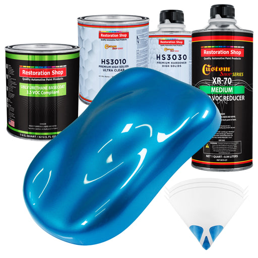 Intense Blue Metallic - LOW VOC Urethane Basecoat with Premium Clearcoat Auto Paint (Complete Medium Quart Paint Kit) Professional Automotive Coating