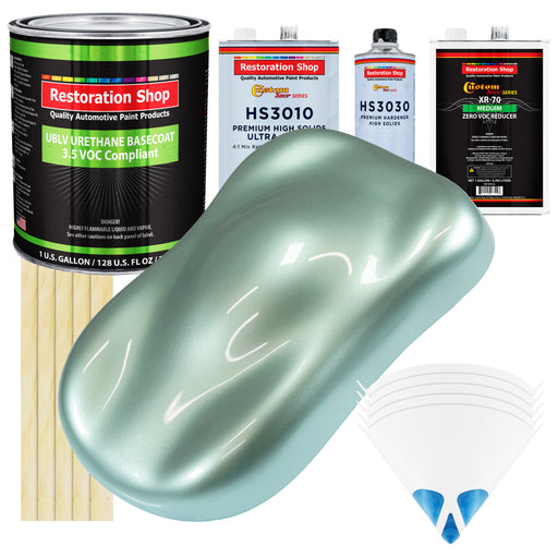 Frost Green Metallic - LOW VOC Urethane Basecoat with Premium Clearcoat Auto Paint (Complete Medium Gallon Paint Kit) Professional Automotive Coating