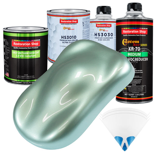 Frost Green Metallic - LOW VOC Urethane Basecoat with Premium Clearcoat Auto Paint - Complete Medium Quart Paint Kit - Professional Automotive Coating