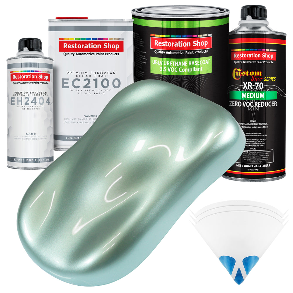 Frost Green Metallic - LOW VOC Urethane Basecoat with European Clearcoat Auto Paint - Complete Quart Paint Color Kit - Automotive Coating