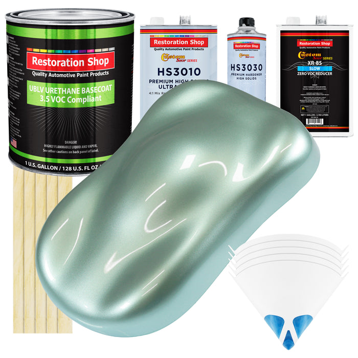 Frost Green Metallic - LOW VOC Urethane Basecoat with Premium Clearcoat Auto Paint - Complete Slow Gallon Paint Kit - Professional Automotive Coating