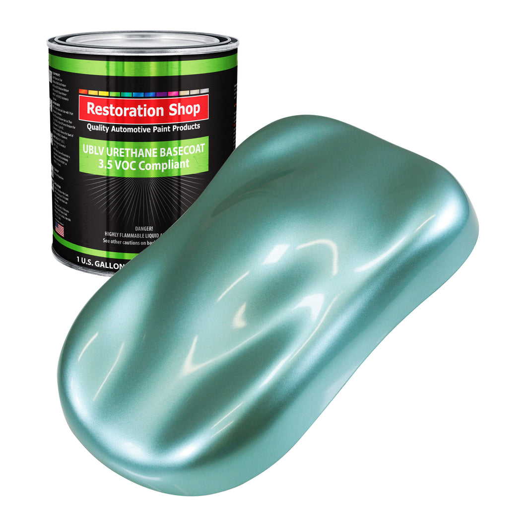 Silver Aqua Metallic - LOW VOC Urethane Basecoat Auto Paint - Gallon Paint Color Only - Professional High Gloss Automotive Car Truck Refinish Coating