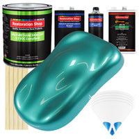 Gulfstream Aqua Metallic - LOW VOC Urethane Basecoat with Clearcoat Auto Paint - Complete Medium Gallon Paint Kit - Professional Automotive Coating