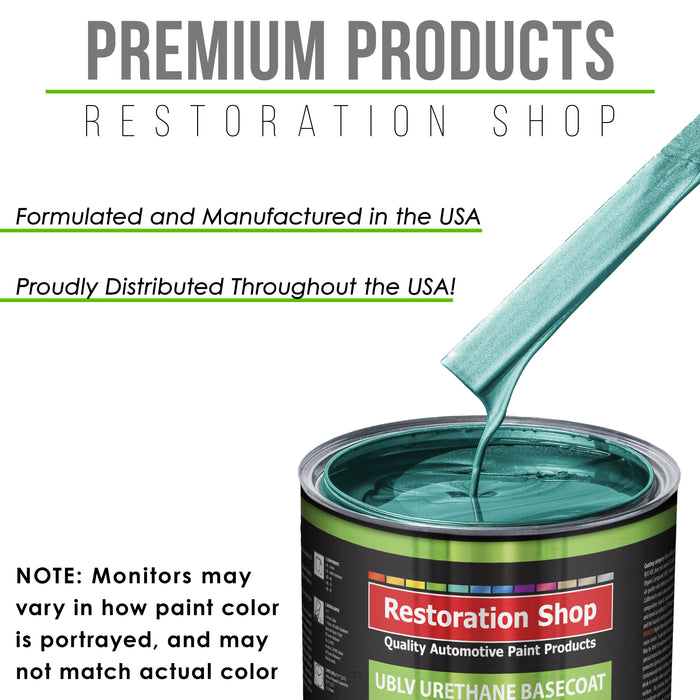 Gulfstream Aqua Metallic - LOW VOC Urethane Basecoat with Premium Clearcoat Auto Paint - Complete Medium Quart Paint Kit - Pro Automotive Coating