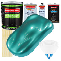 Gulfstream Aqua Metallic - LOW VOC Urethane Basecoat with Premium Clearcoat Auto Paint - Complete Slow Gallon Paint Kit - Pro Automotive Coating