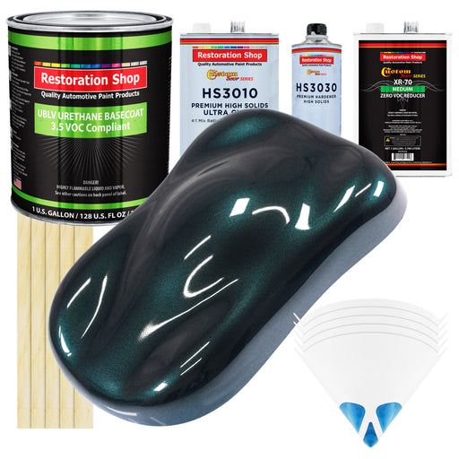 Dark Turquoise Metallic - LOW VOC Urethane Basecoat with Premium Clearcoat Auto Paint - Complete Medium Gallon Paint Kit - Pro Automotive Coating