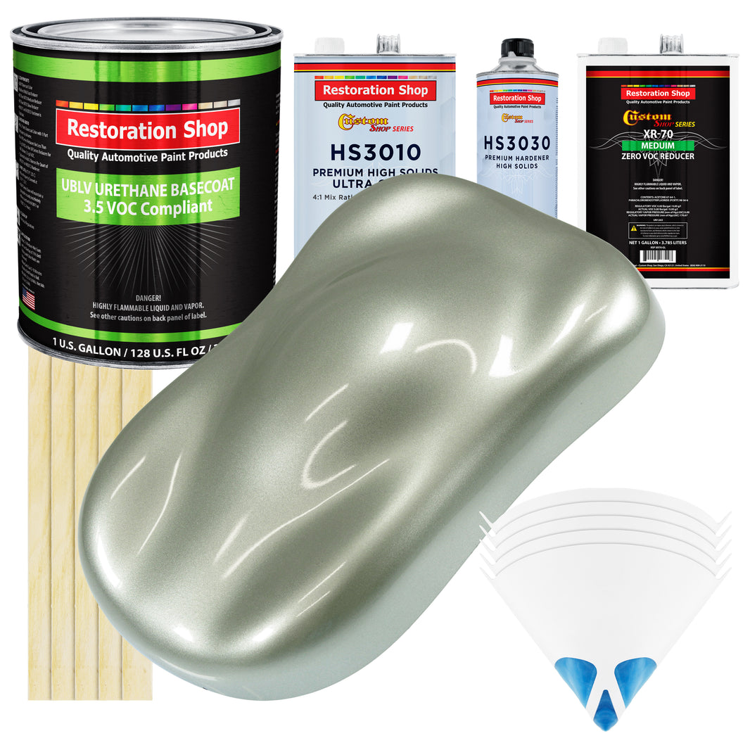 Sage Green Metallic - LOW VOC Urethane Basecoat with Premium Clearcoat Auto Paint - Complete Medium Gallon Paint Kit - Professional Automotive Coating
