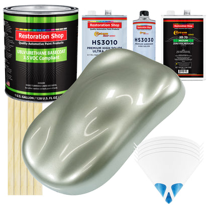 Sage Green Metallic - LOW VOC Urethane Basecoat with Premium Clearcoat Auto Paint - Complete Medium Gallon Paint Kit - Professional Automotive Coating