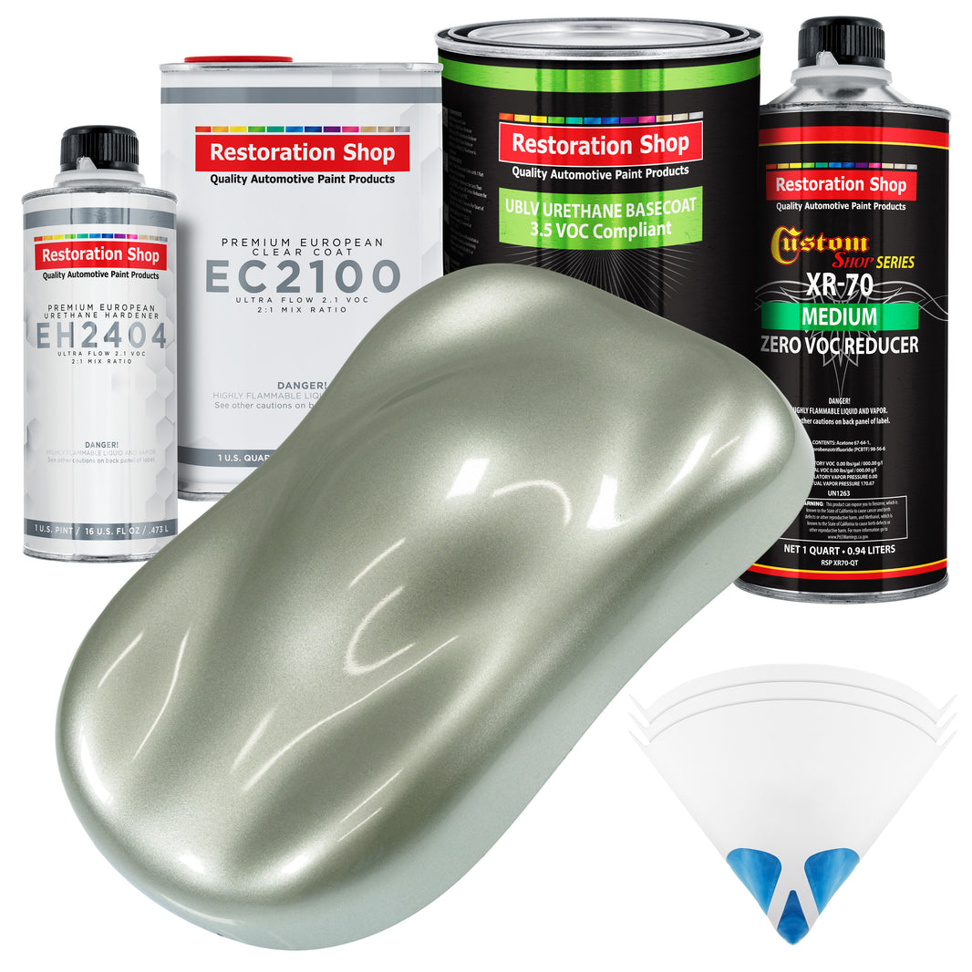 Sage Green Metallic - LOW VOC Urethane Basecoat with European Clearcoat Auto Paint - Complete Quart Paint Color Kit - Automotive Coating