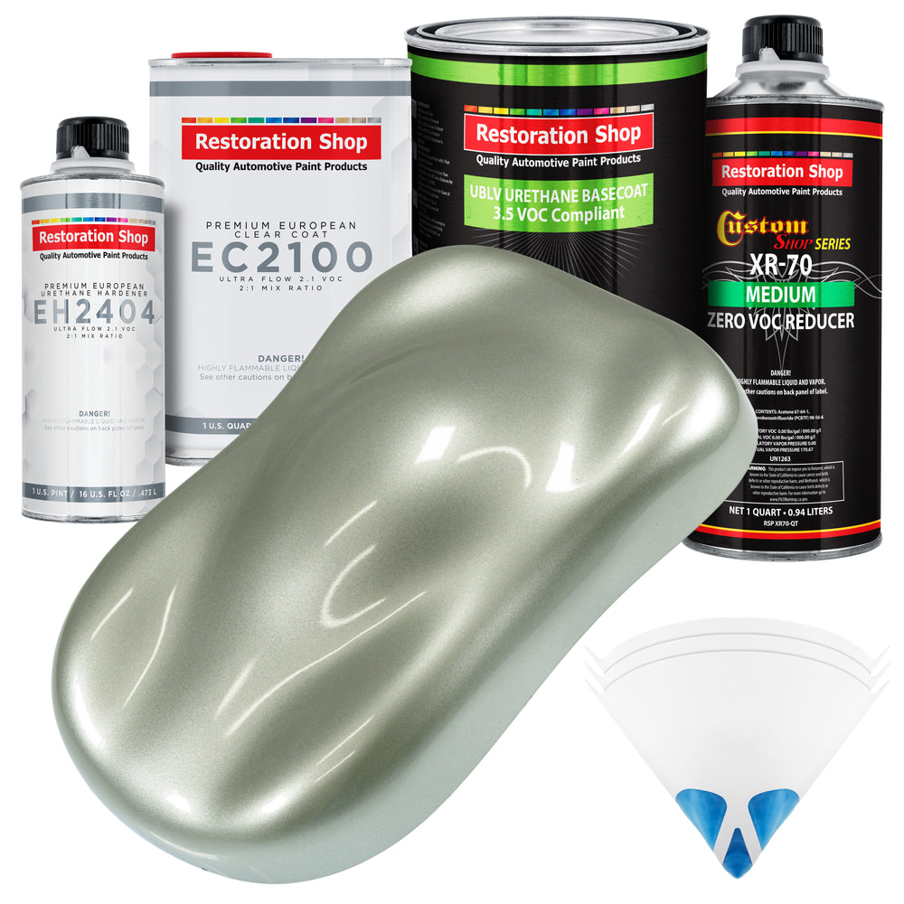 Sage Green Metallic - LOW VOC Urethane Basecoat with European Clearcoat Auto Paint - Complete Quart Paint Color Kit - Automotive Coating