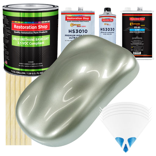 Sage Green Metallic - LOW VOC Urethane Basecoat with Premium Clearcoat Auto Paint - Complete Slow Gallon Paint Kit - Professional Automotive Coating