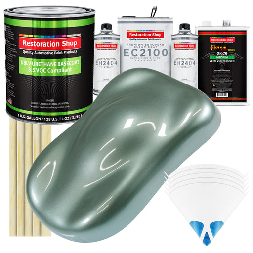 Slate Green Metallic - LOW VOC Urethane Basecoat with European Clearcoat Auto Paint - Complete Gallon Paint Color Kit - Automotive Coating