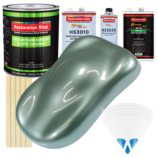 Slate Green Metallic - LOW VOC Urethane Basecoat with Premium Clearcoat Auto Paint (Complete Medium Gallon Paint Kit) Professional Automotive Coating