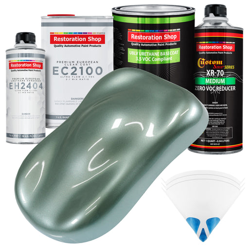 Slate Green Metallic - LOW VOC Urethane Basecoat with European Clearcoat Auto Paint - Complete Quart Paint Color Kit - Automotive Coating