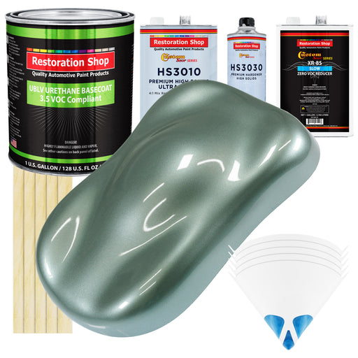 Slate Green Metallic - LOW VOC Urethane Basecoat with Premium Clearcoat Auto Paint - Complete Slow Gallon Paint Kit - Professional Automotive Coating