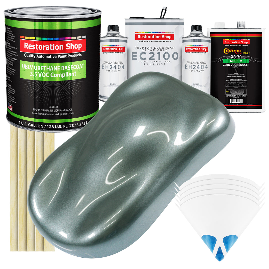 Steel Gray Metallic - LOW VOC Urethane Basecoat with European Clearcoat Auto Paint - Complete Gallon Paint Color Kit - Automotive Coating